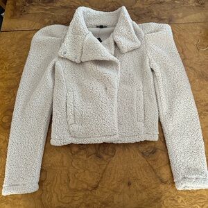 NWT Express Sherpa Puff Sleeve Bomber Jacket
